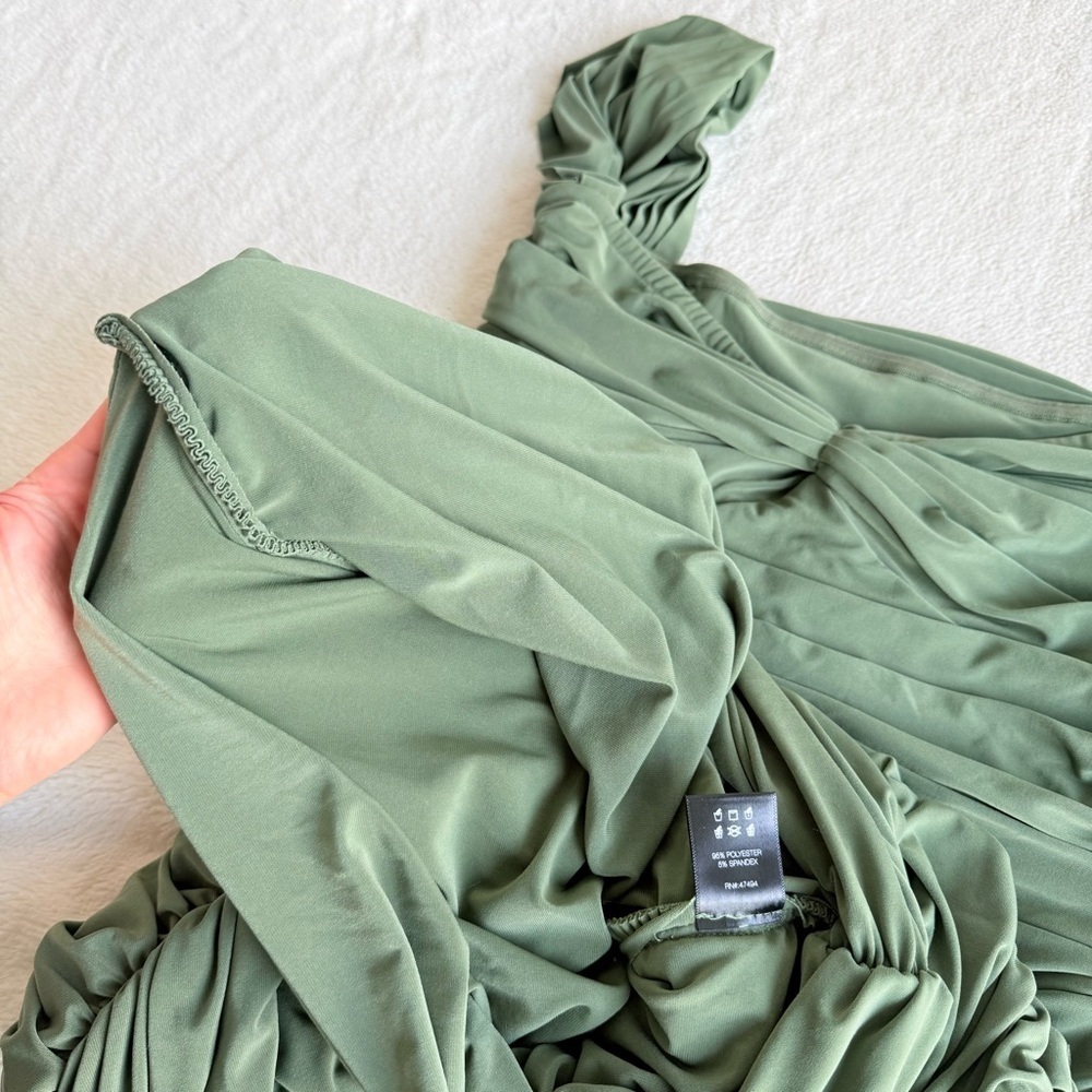 Norma Kamali Walter Green Draped Sleeveless Midi Dress L - Picture 7 of 10